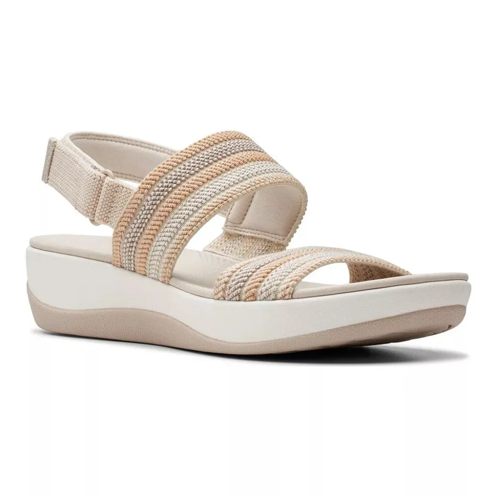 Clarks Cloudsteppers Arla Stroll Women's Sandals in Beige Combination - Picture 1 of 8